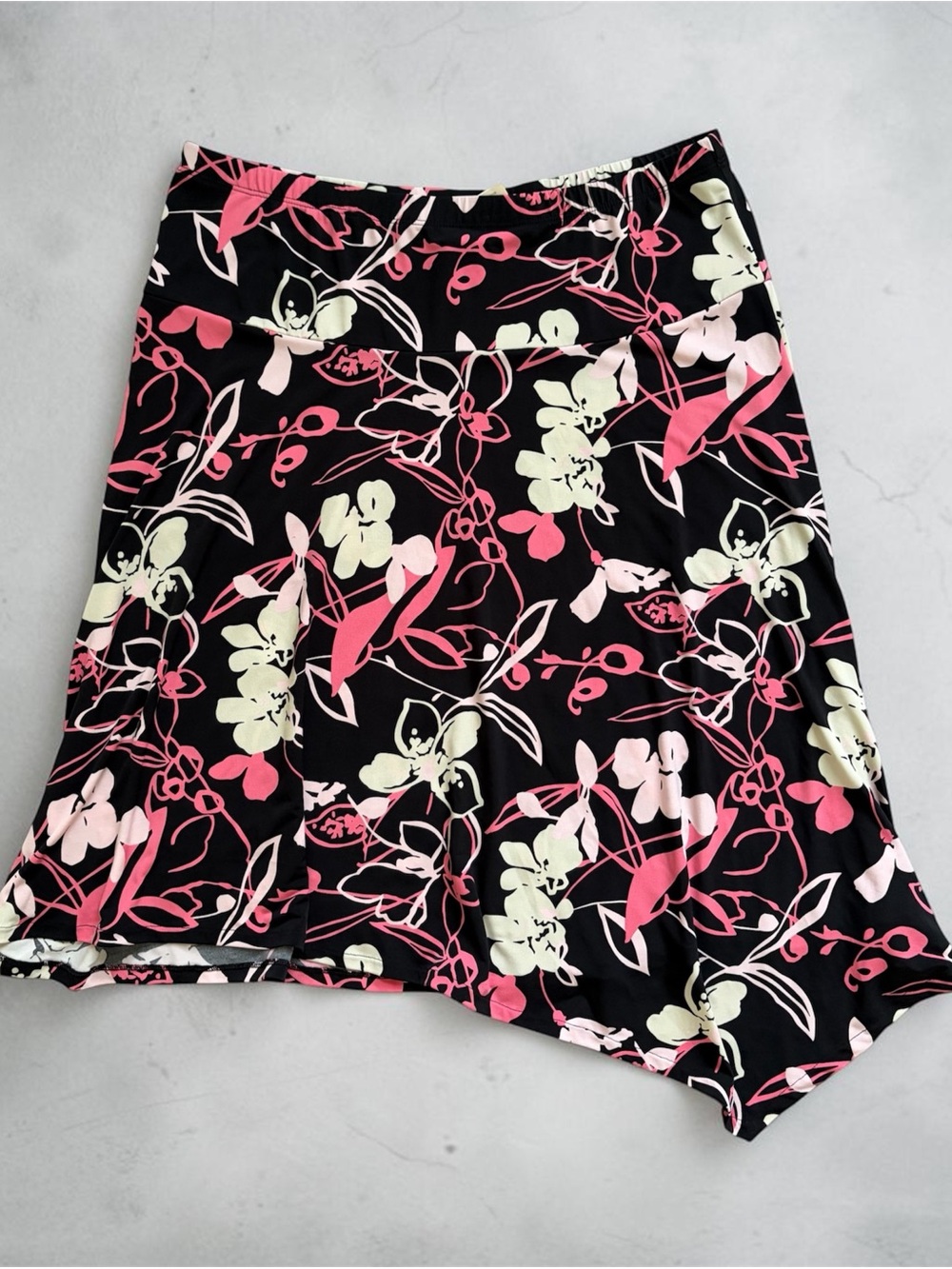 Merona Black Floral Skirt with Pink & Cream Accents
